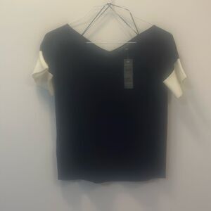 ANN TAYLOR Petite Sweater Top Navy And Cream Color Size: Medium Petite